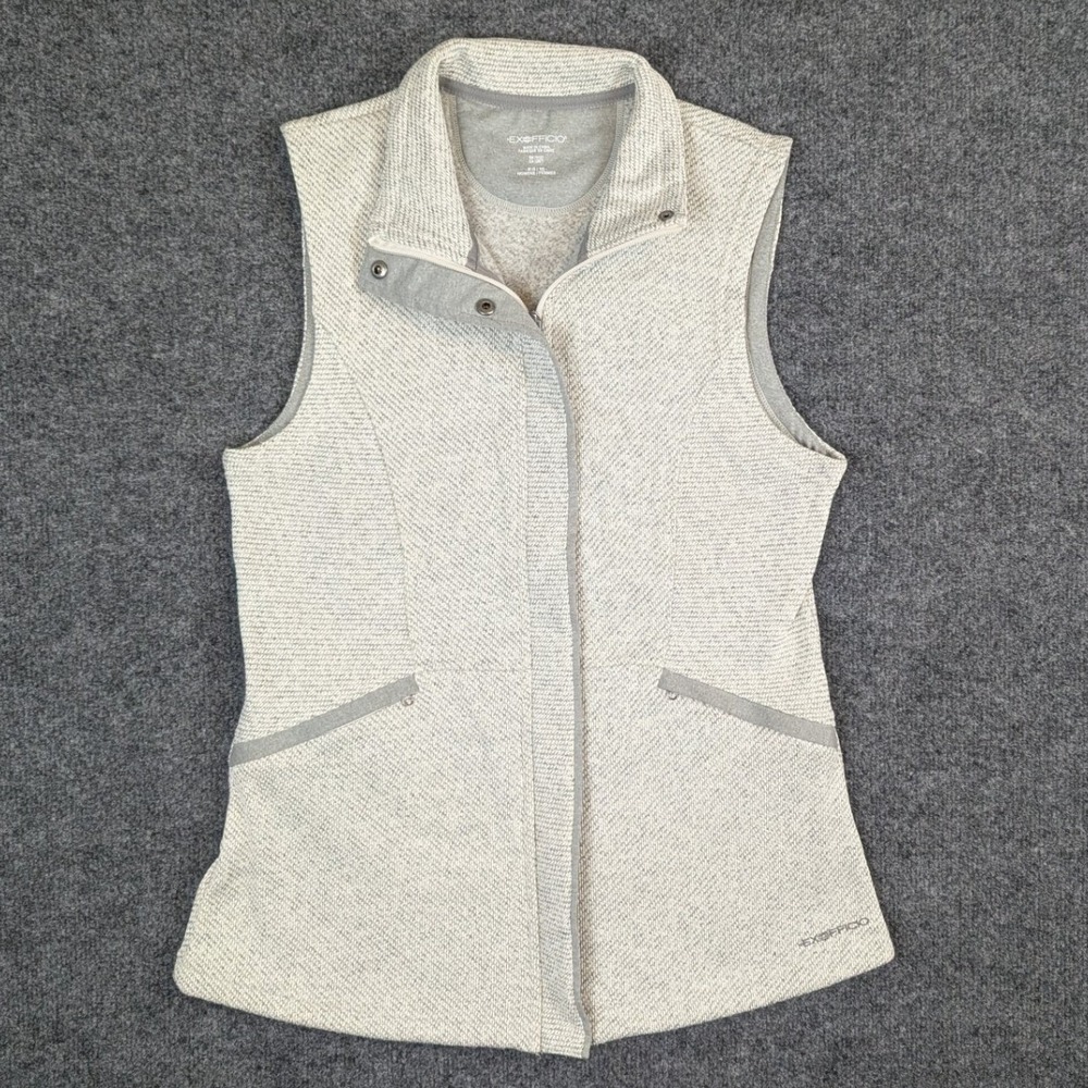 ExOfficio Fall Activewear Womens Medium Gray Textured Fleece Full Zip Up Vest